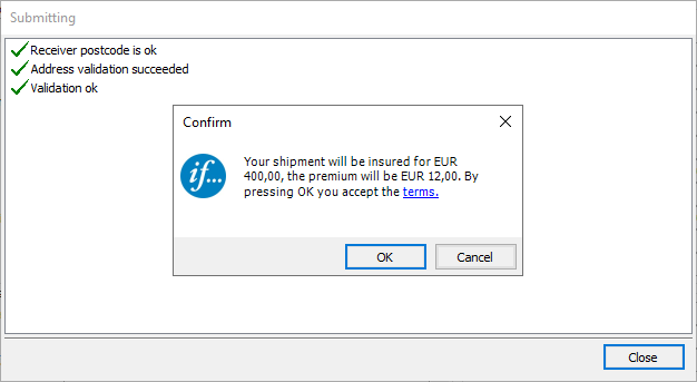 Confirm insurance in Consignor