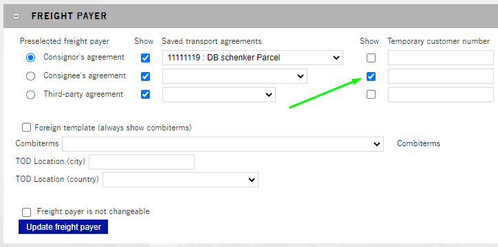 temporary customer number