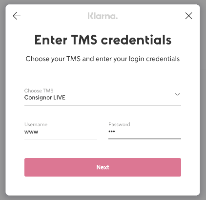 enter credentials