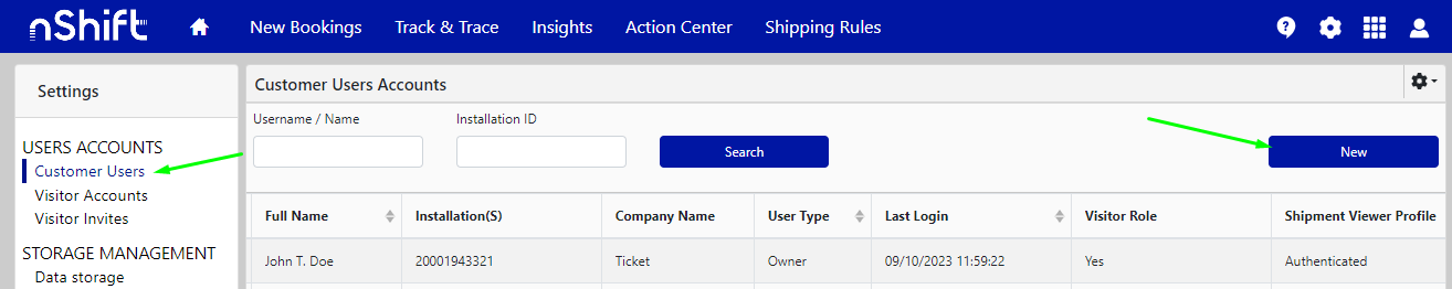 click the new button