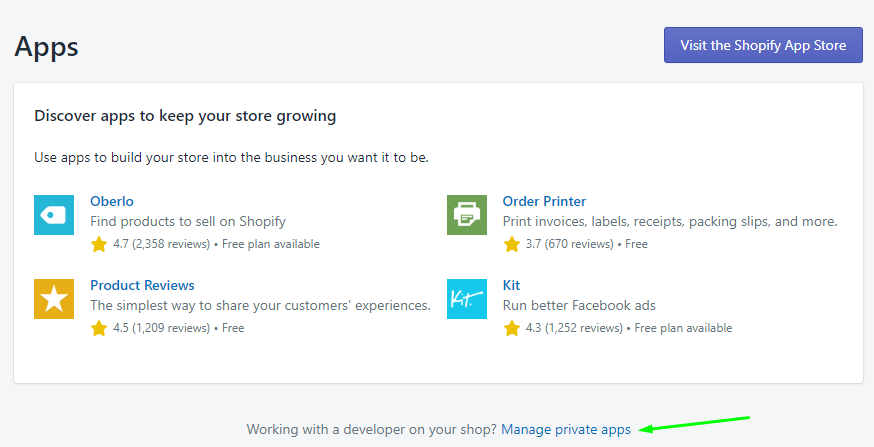 Manage private apps