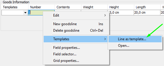 line as template