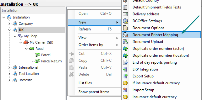 document printer mapping