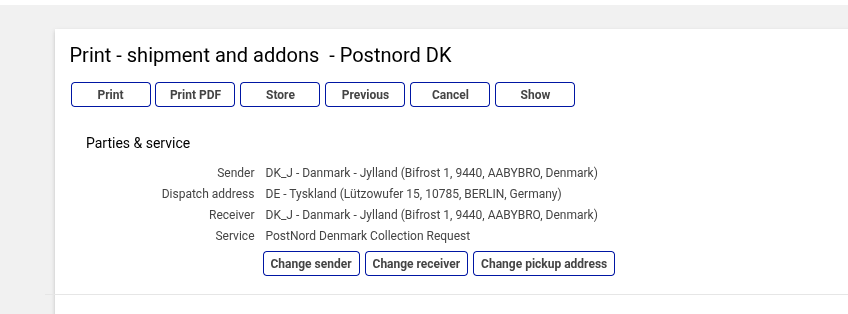 PostNord collection request as return service