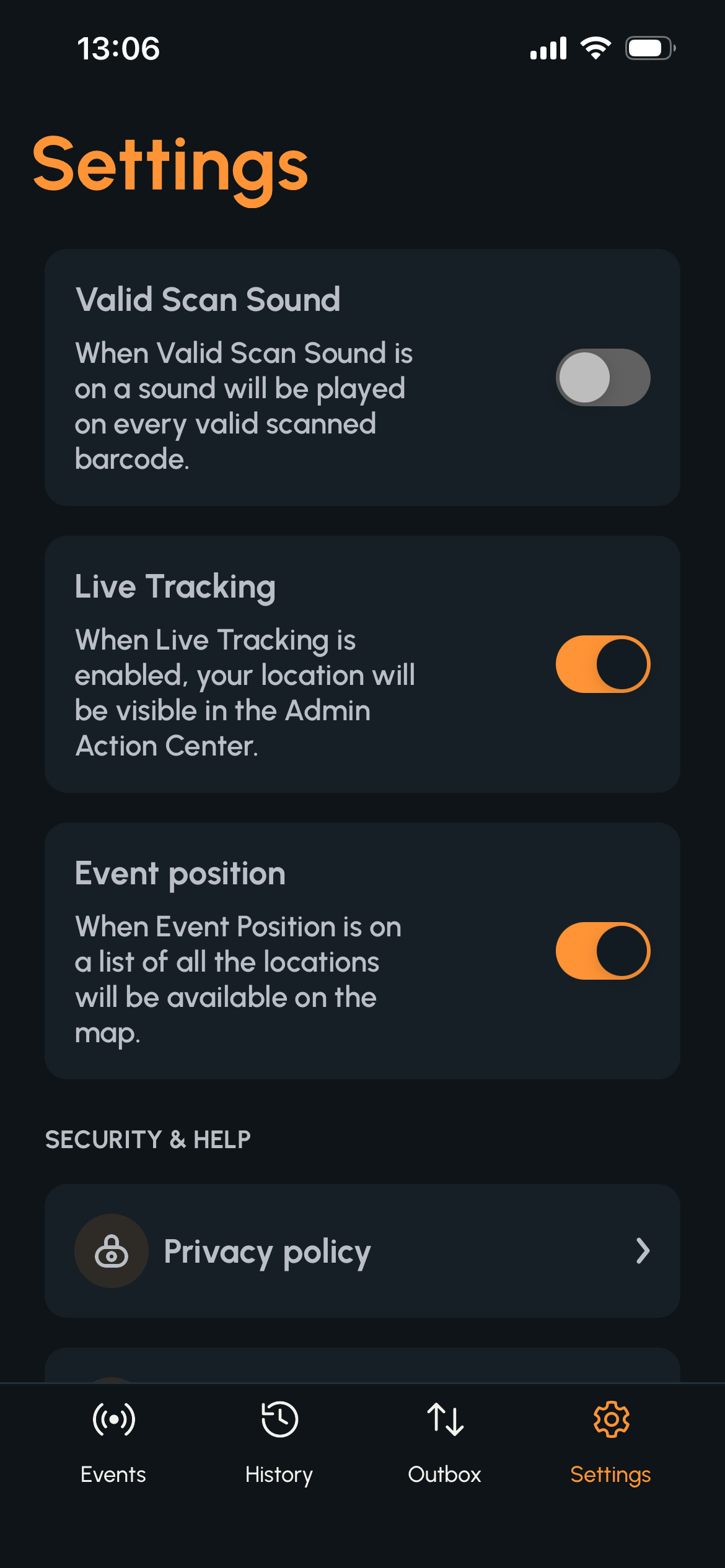 Event Position selection