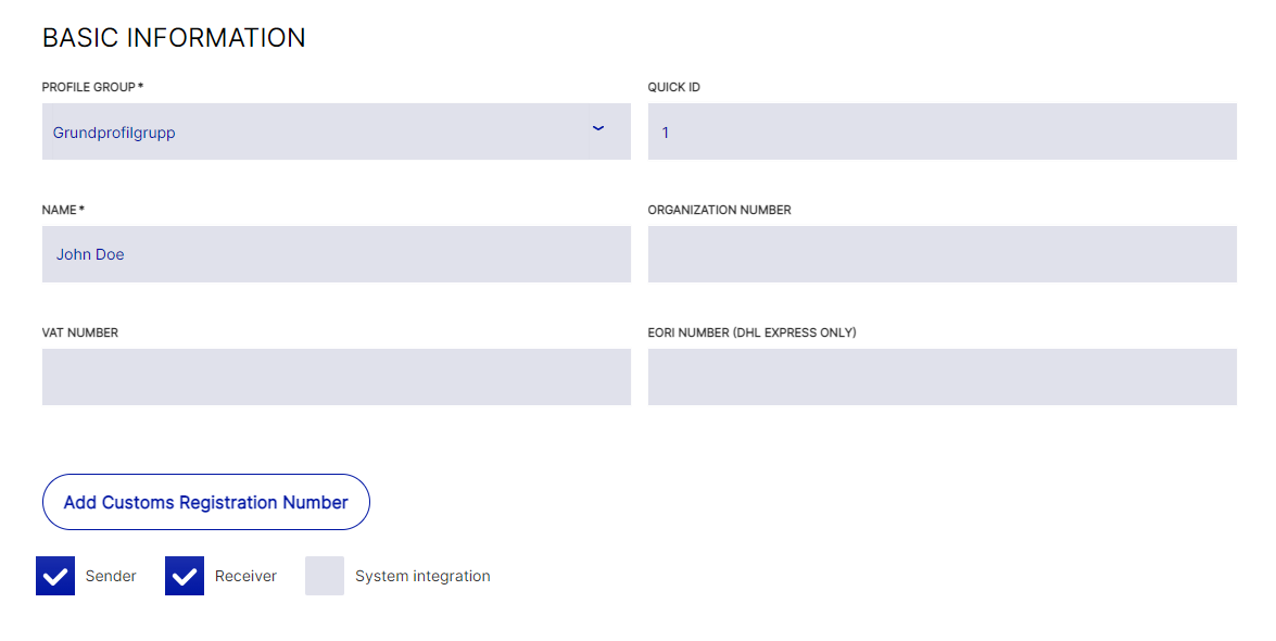 Adding senders and receivers nShift
