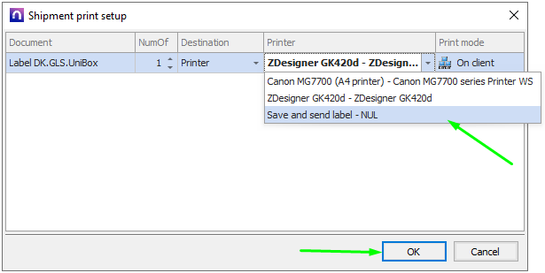 Save or send GLS in On-premises – nShift