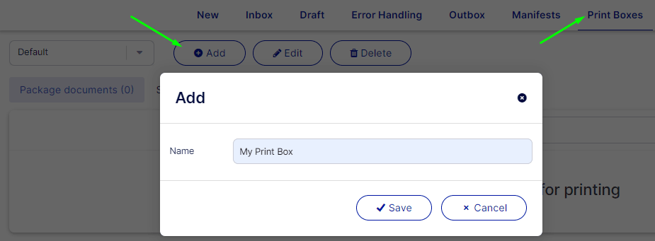 Add print box